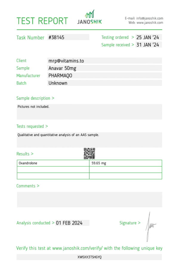 Pharmaqo Labs Anavar 50 50mg x 60 tabs - Image 2
