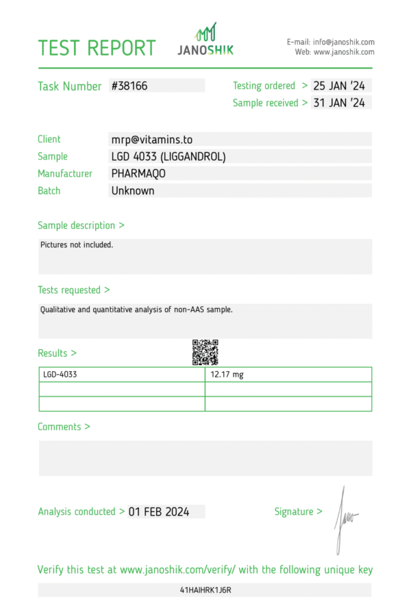 Pharmaqo Labs LGD 4033 – 60caps x 12mg - Image 2