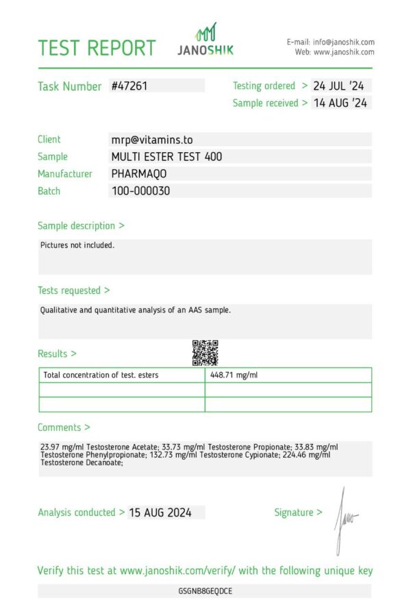 Pharmaqo Labs Supersus 400 (Multi Ester Test 400) - Image 3