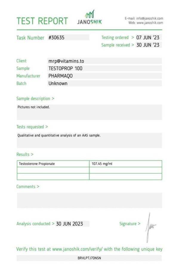 Pharmaqo Labs Testoprop 100 Test Propionate - Image 3
