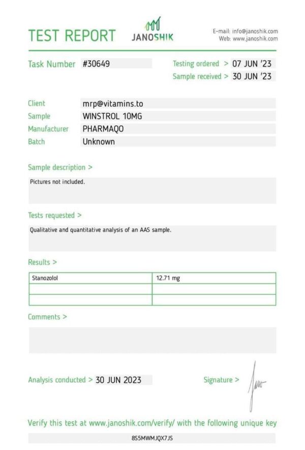 Pharmaqo Labs Winstrol 10 100 tabs x 10mg - Image 2