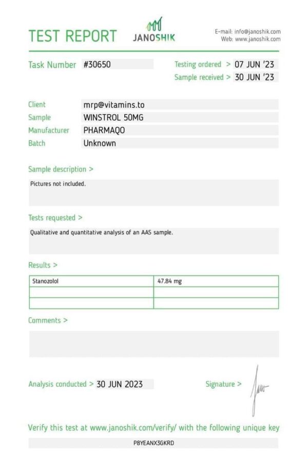 Pharmaqo Labs Winstrol 50 60 tabs x 50mg - Image 2