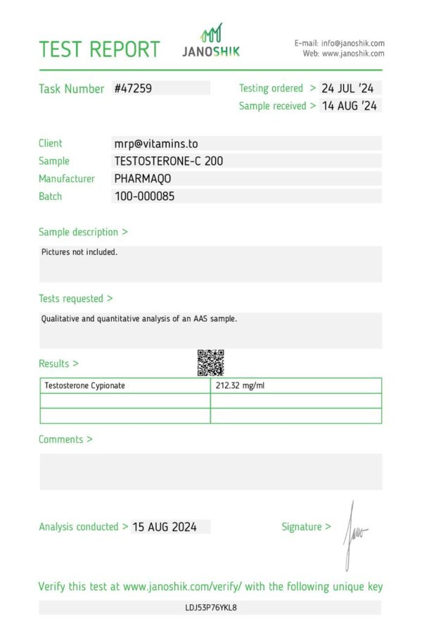Pharmaqo Labs Testosterone -C 200 – Test Cypionate - Image 3